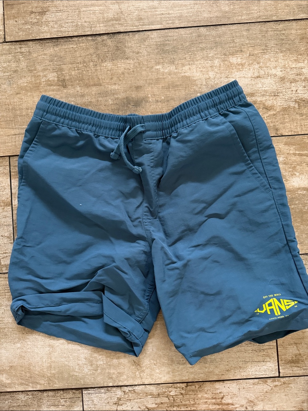 Vans Blue Teal Athletic Drawstring Shorts with Logo